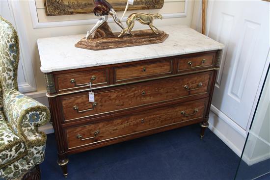 A Directoire brass mounted acajou moucheté commode, W.4ft 1.75in.